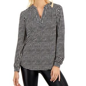 Anne Klein Black & Ivory Long Sleeve Blouse - Size Small